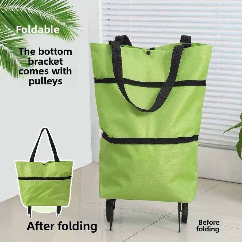 Wheeled foldable shopping bag