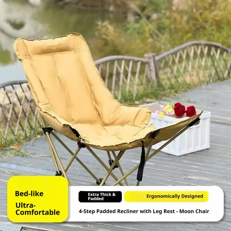 Chaise Lounge Outdoor Folding Chair Camping Chair Portable Moon Chair Adjustable Office Siesta Beach Chair Fishing Stool