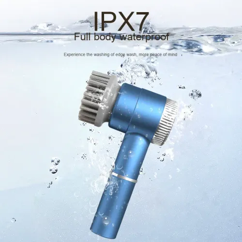 Multipurpose electric spin scrubber with replaceable brush heads for tableware and bathroom kitchen cleaning