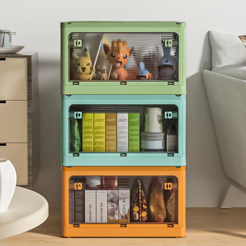 Foldable see-through storage box