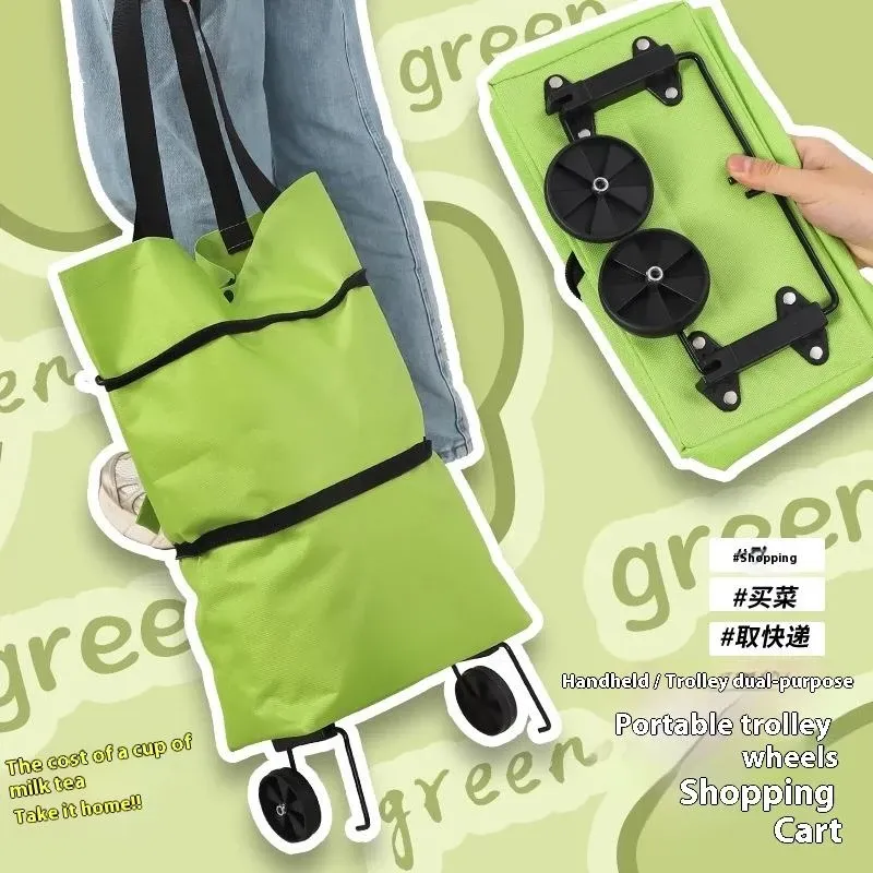 Wheeled foldable shopping bag