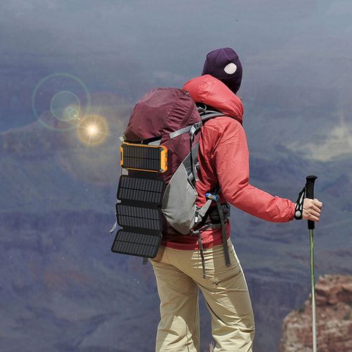 waterproof, dustproof and drop-proof foldable dual LED solar power bank solar portable power bank
