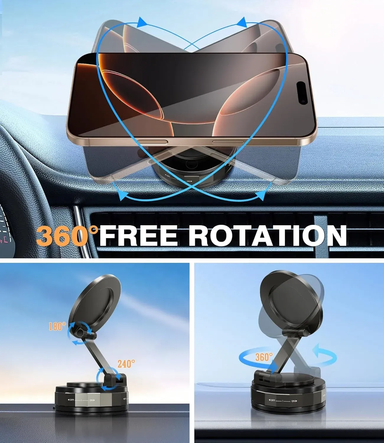 Portable Vacuum Magnetic Phone Holder