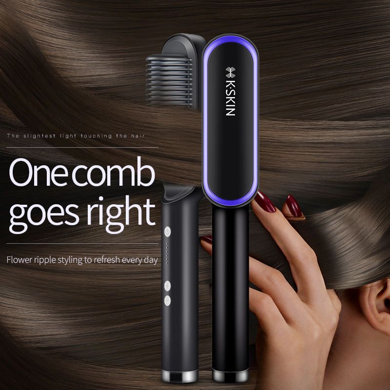 Bestselling hot K.SKIN Brand direct shipping comb portable infrared two-in-one straightener comb electric straightener