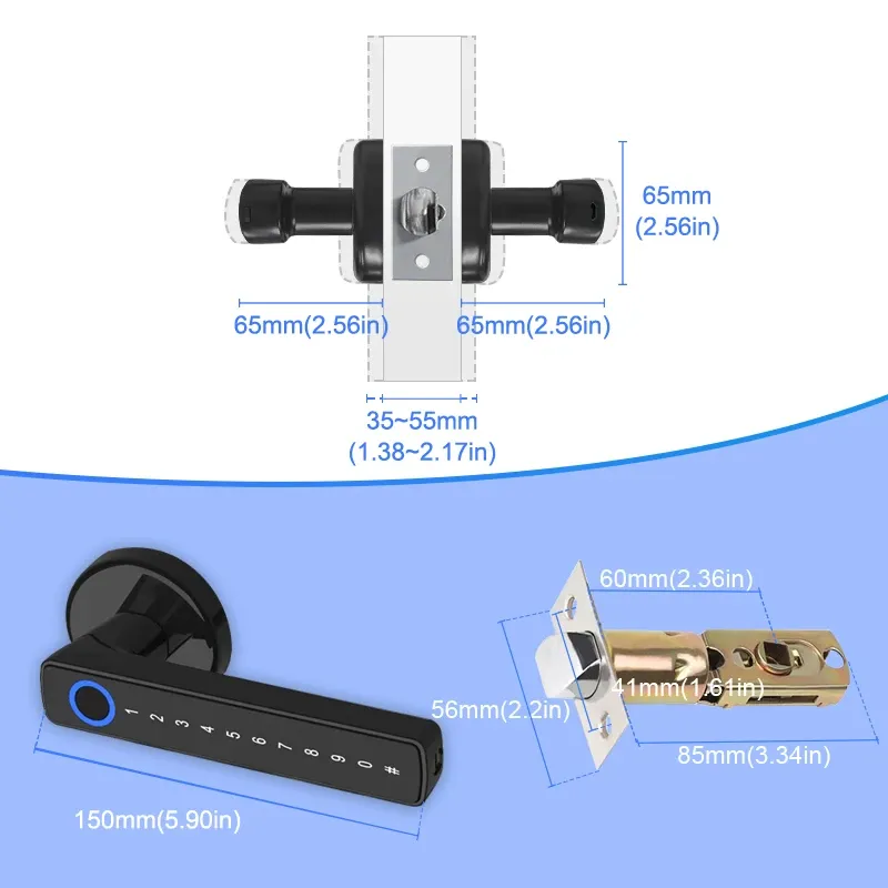 Motorized Smart Door Lock with Digital Door Handle Lever Fingerprint Code Key for Home Hotel Smartphone Compatibility