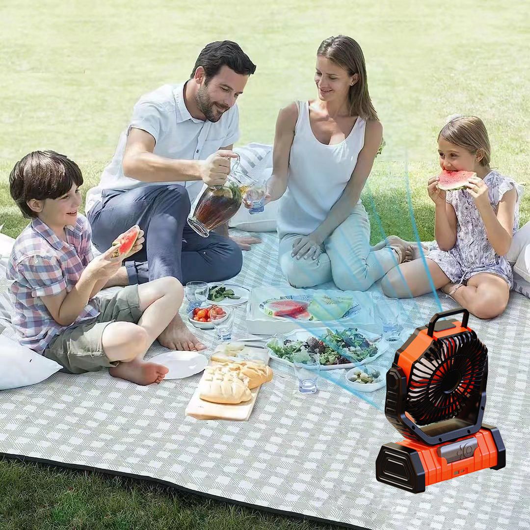Outdoor Portable 20000 mAh Battery Powered LED Camping Fan with Light and Remote Control Outdoor Fan with Power Bank Function
