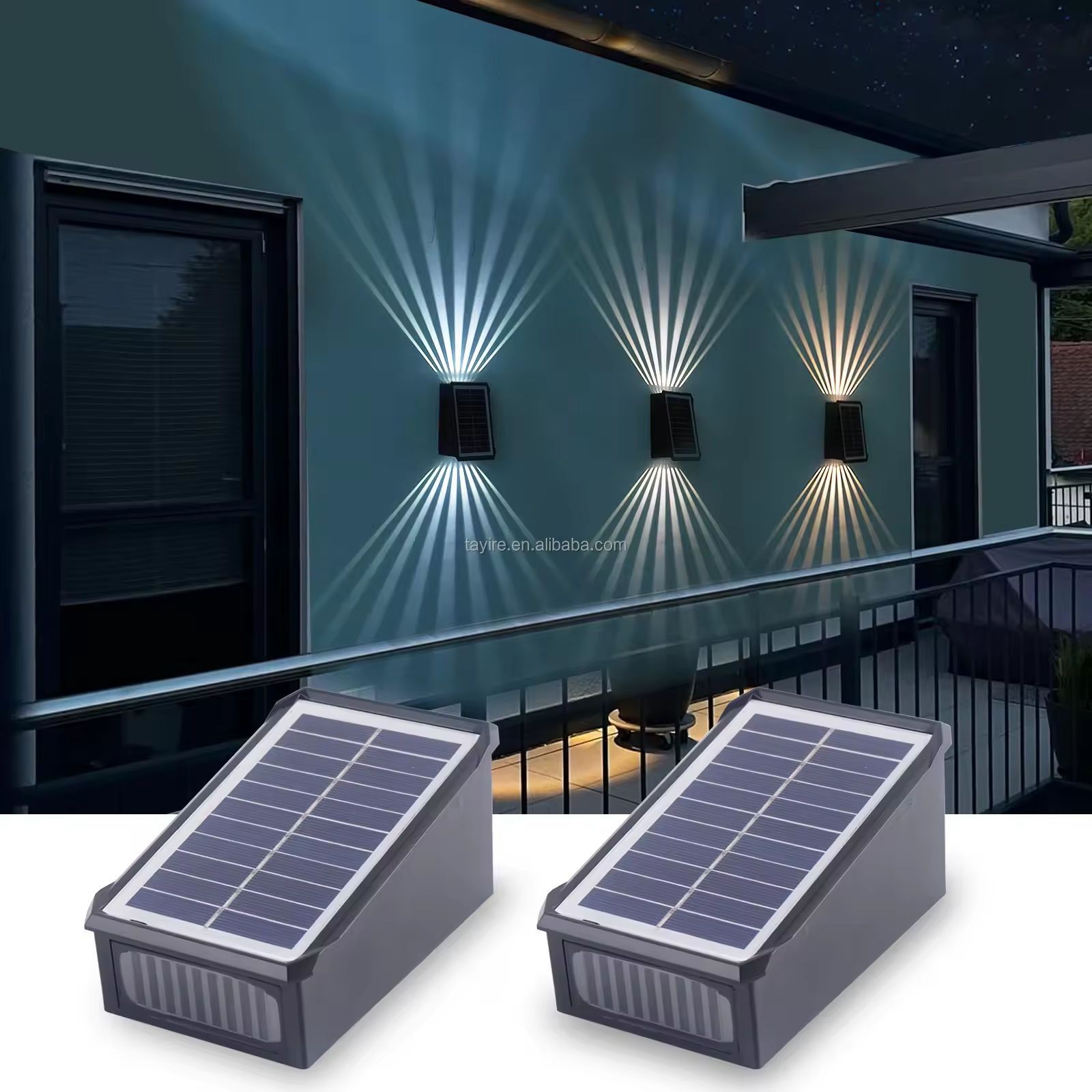 Bestselling solar 4Led 6Led outdoor up and down waterproof balcony courtyard landscape Villa garden decorative light outdoor wall lamp