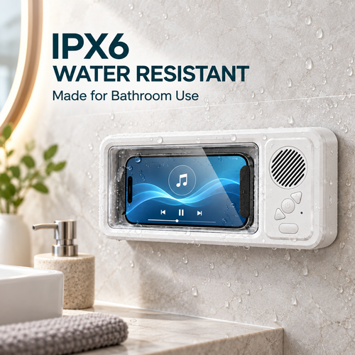 Bathroom waterproof mobile phone box with speaker