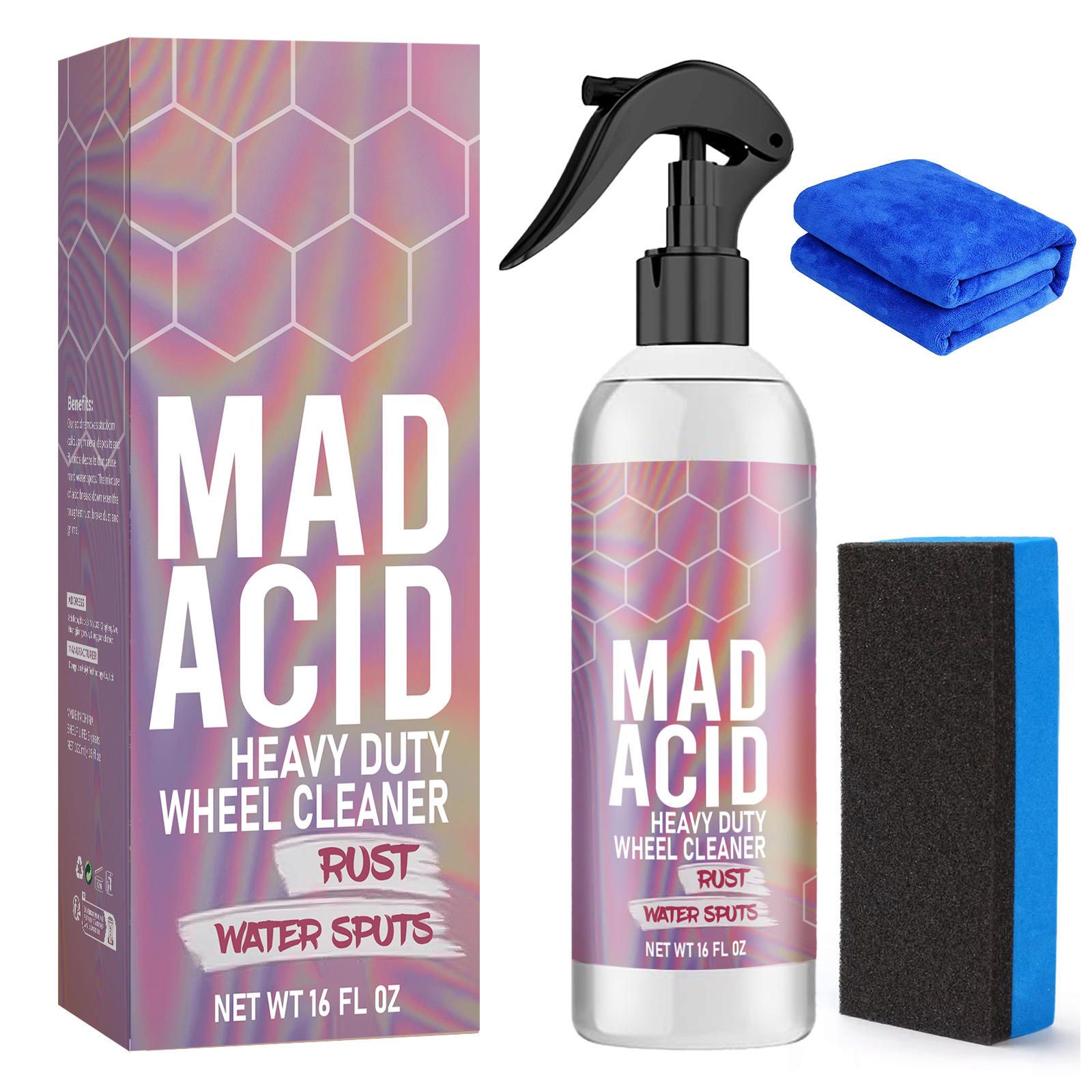 Heavy-duty wheel decontamination, rust removal, anti-aging and dust-proof foam cleaner
