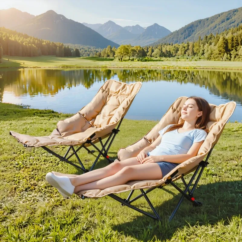 Chaise Lounge Outdoor Folding Chair Camping Chair Portable Moon Chair Adjustable Office Siesta Beach Chair Fishing Stool