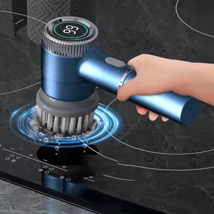 Multipurpose electric spin scrubber with replaceable brush heads for tableware and bathroom kitchen cleaning