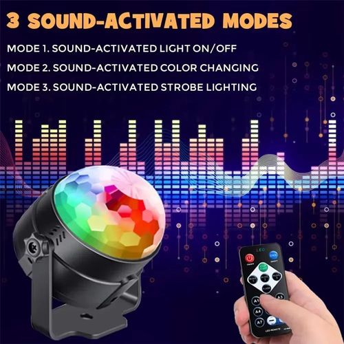 Disco Strobe Light with Remote Control Party Light Crystal Magic Ball RGB Stage Light