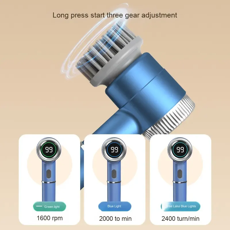 Multipurpose electric spin scrubber with replaceable brush heads for tableware and bathroom kitchen cleaning