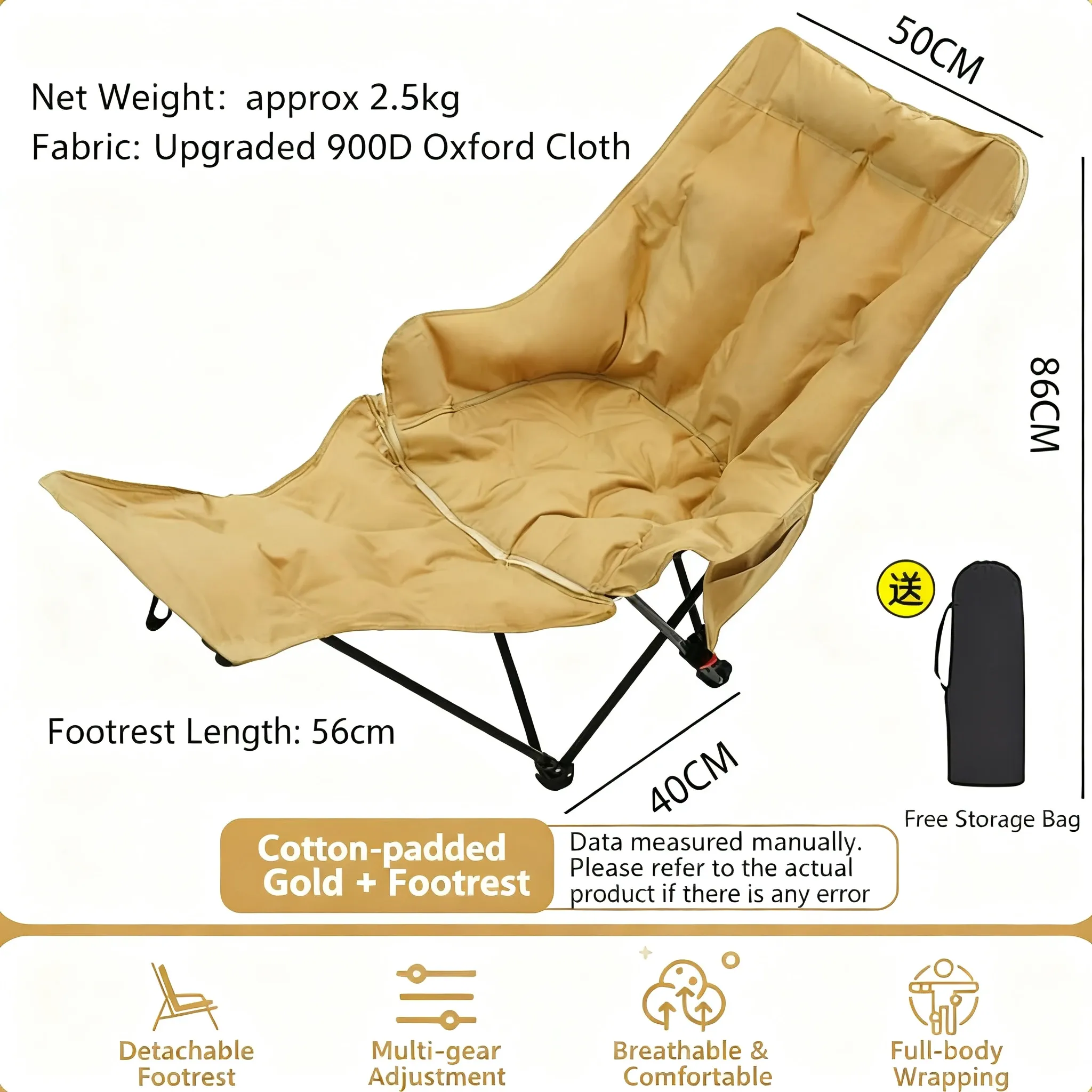 Chaise Lounge Outdoor Folding Chair Camping Chair Portable Moon Chair Adjustable Office Siesta Beach Chair Fishing Stool