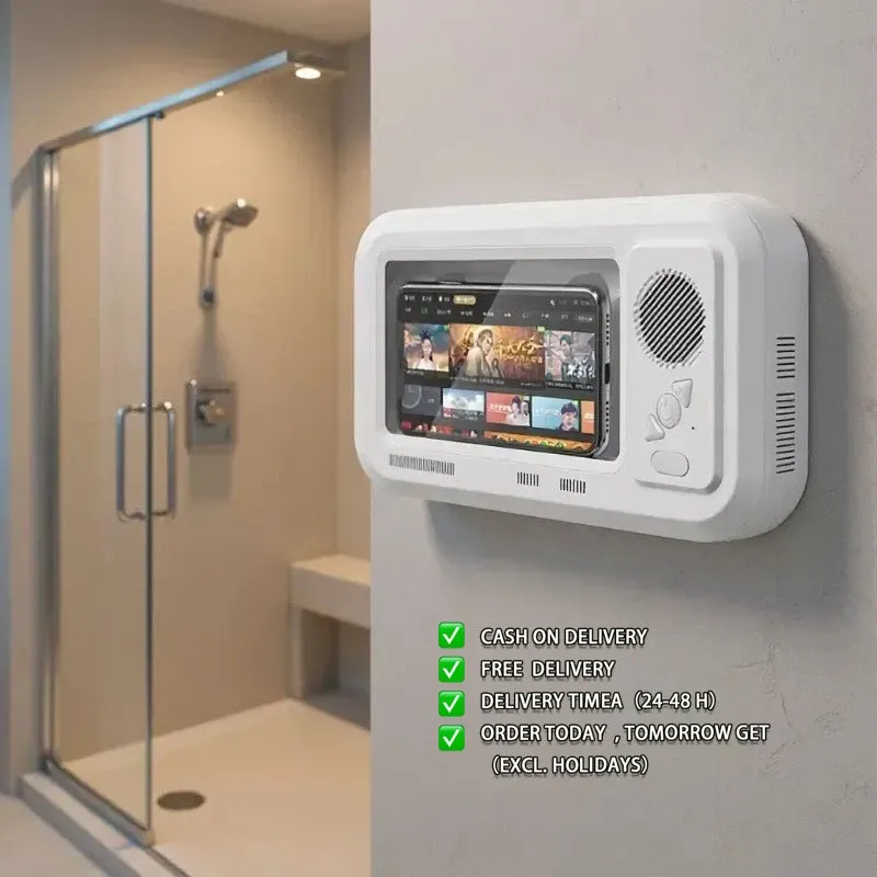 Bathroom waterproof mobile phone box with speaker