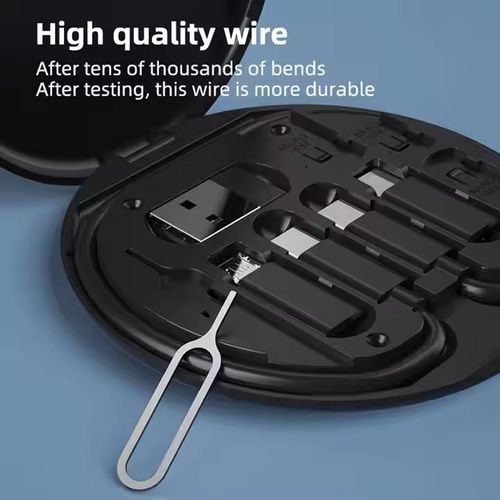 2025 New Data Cable 6-in-1 Round Box Multi-Function USB Charging Adapter Cable Kit Travel Adapter Kit