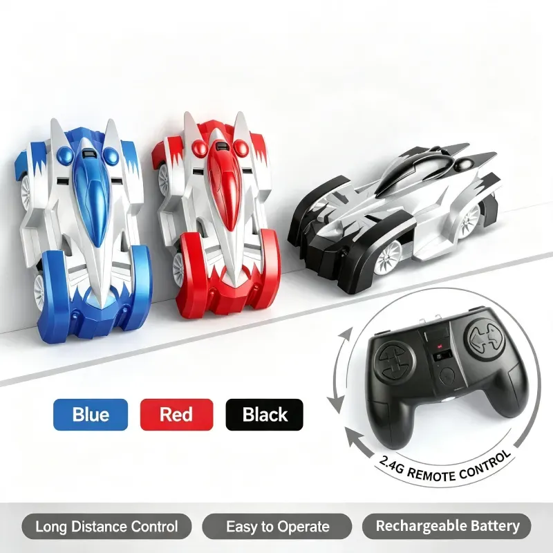 Wall climbing remote control racing car