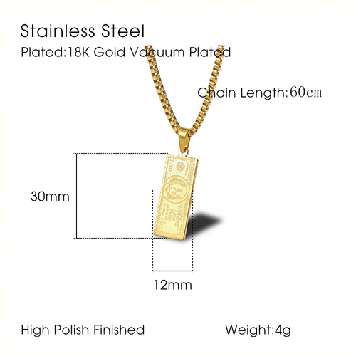 Gold Plated Dollar Pendant Necklace