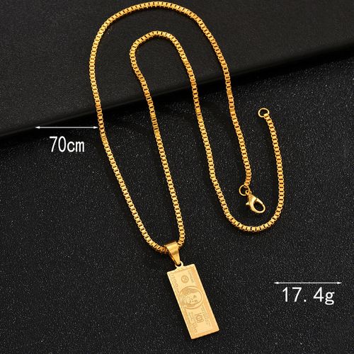 Gold Plated Dollar Pendant Necklace