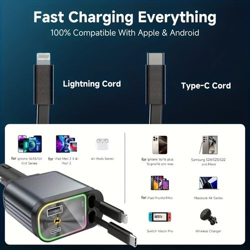 4-in-1 Retractable Car Charger