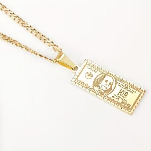 Gold Plated Dollar Pendant Necklace