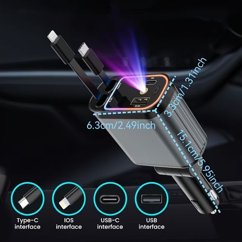 4-in-1 Retractable Car Charger