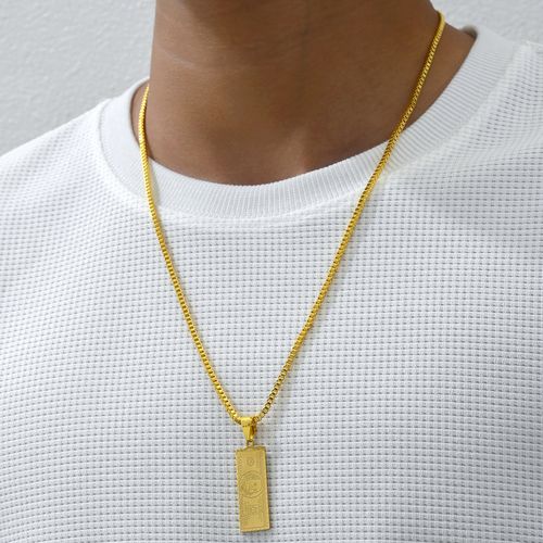 Gold Plated Dollar Pendant Necklace