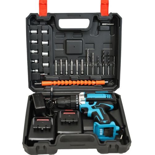 Cordless Impact Drill Set, 2‑Battery 18+2 Torque Power Drill Kit