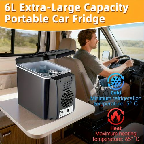 12V Mini Car Fridge, 6L Portable Cooler & Warmer, Dual Use Car & Home, Car Accessories
