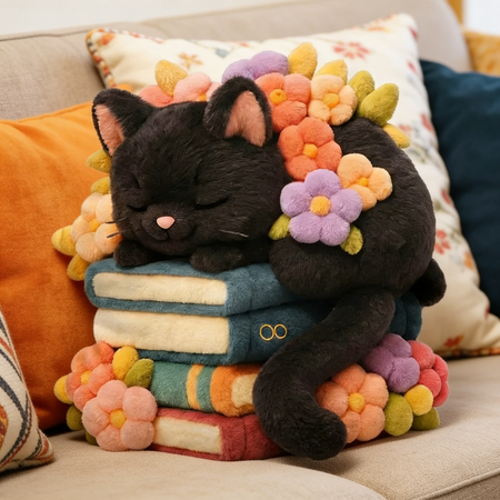 Cat With Books Custom Shaped Pillow - Personalized Gifts For Book Lover