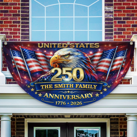 Personalized U.S 250th Anniversary with Family Name Non-Pleated Fan Flag