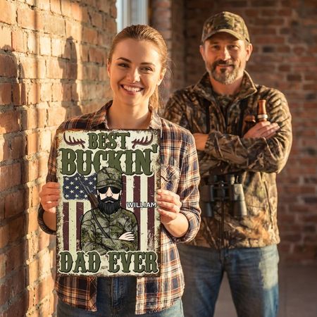 Best Buckin' Dad Ever - Hunting Dad - Personalized Metal Sign