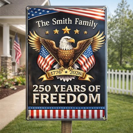 Custom Home Decor Metal Sign - Personalized America 250th Anniversary Gifts For Mom, Dad, Brother, Sister, Kids - Still Standing, Still Free