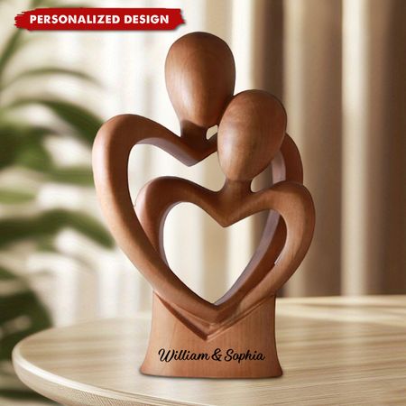 Personalized Hand Carved Wooden Heart Couple Plaque-Anniversary or Wedding Gift