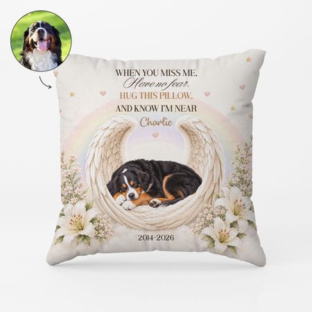 When You Miss Me Pet Photo Pillow - Custom Memorial Gifts