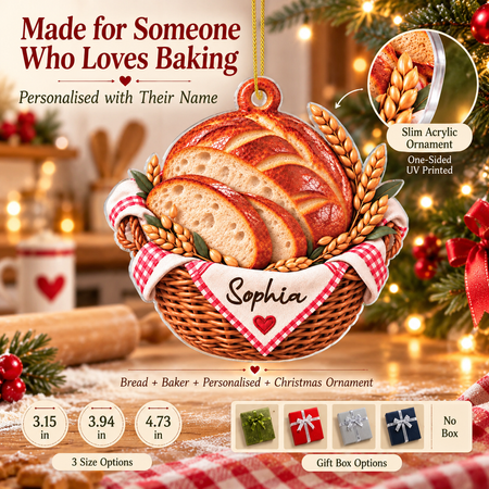 Personalised Bread Basket Acrylic Ornament – Custom Name Christmas Gift for Bakers