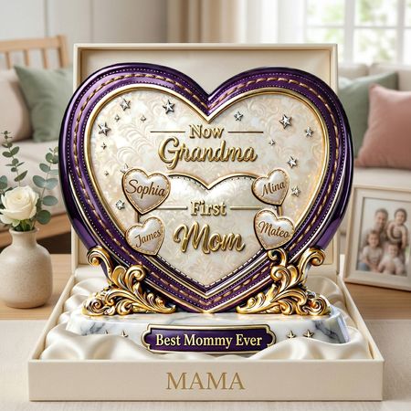 First Mom Now Grandma Acrylic Plaque - Personalized Gifts For Grandma and Mom