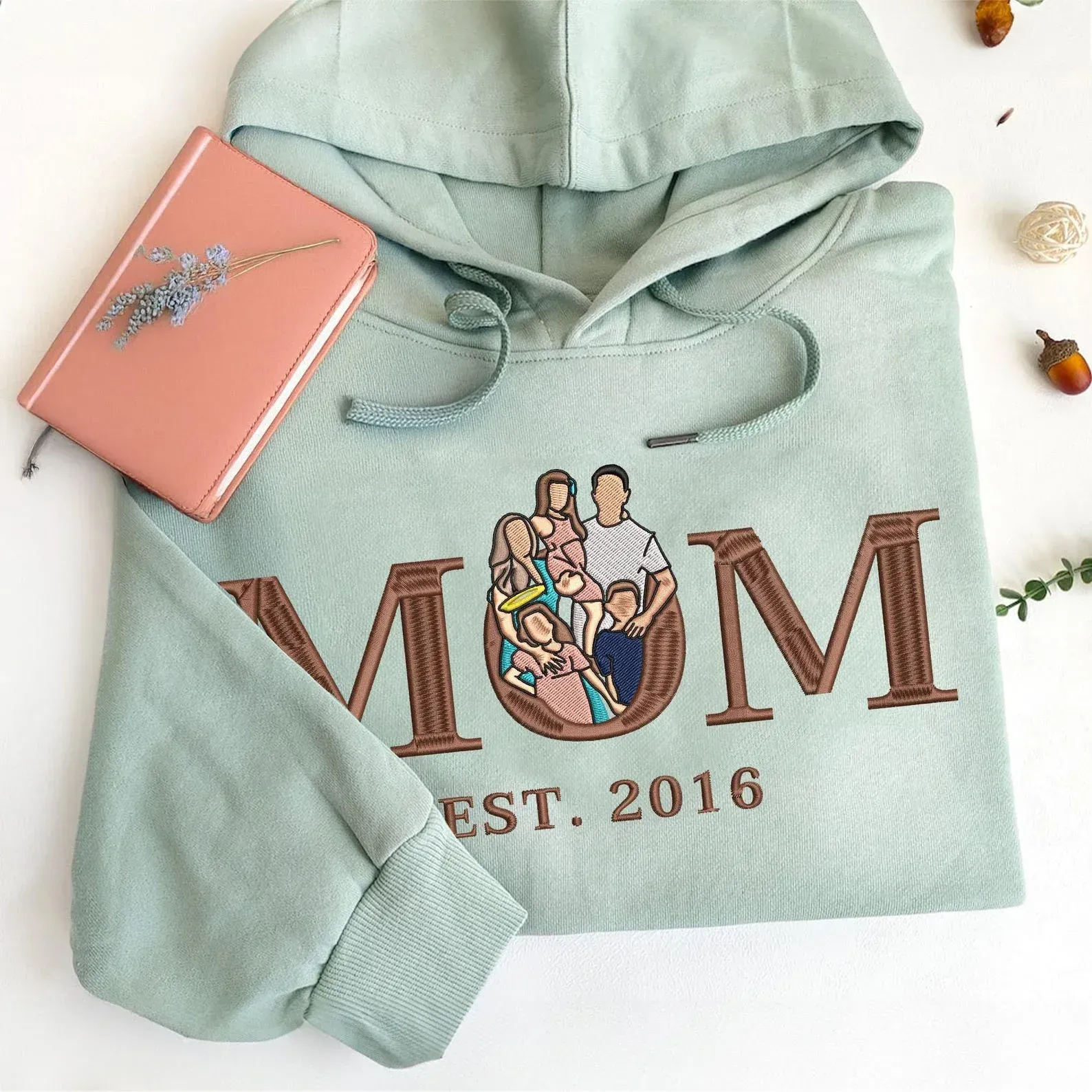Customised Mom&Mum Embroidered Sweatshirt Personalised Mama Portrait Mother's Day
