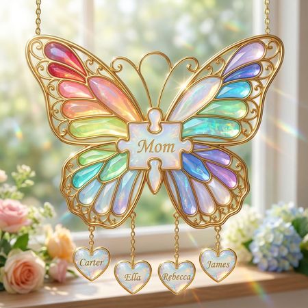 Butterfly Mom Suncatcher Ornament - Personalized Gifts For Mother's Day