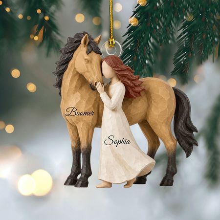 Personalized Girl And Horse Christmas Ornament,Horse Lover Gift
