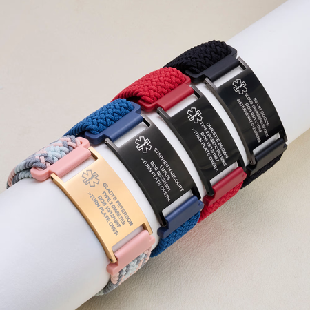 Personalised Medical Alert Text ID Tag Bracelet with Adjustable Band and Magnetic Clasp Emergency Survival Gift for Diabetic Allergy Autism