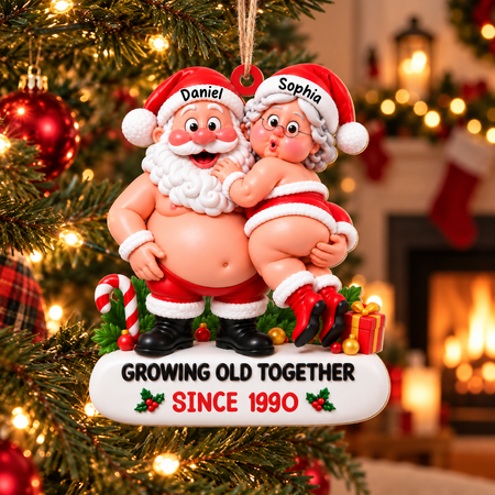 🎅Personalized Santa Couple Wooden Ornament