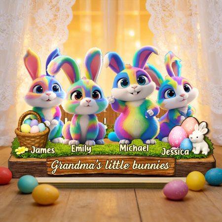 Grandma's Little Bunnies Easter Gift - Personalized Wooden Plaque