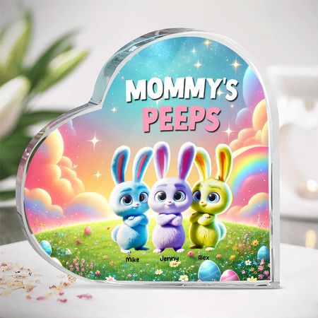 Personalized Gifts For Mom Heart Plaque, Bunny Easter Day