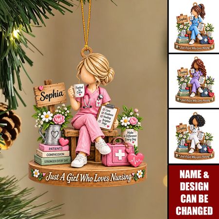 Personalized Nurse Ornament, Custom Name Christmas Tree Ornament