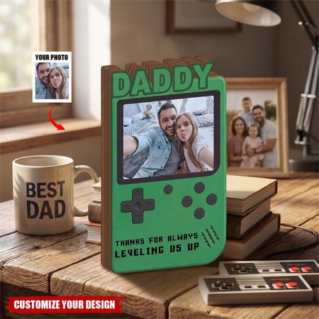 Retro Game Console Photo Wooden Block Sign