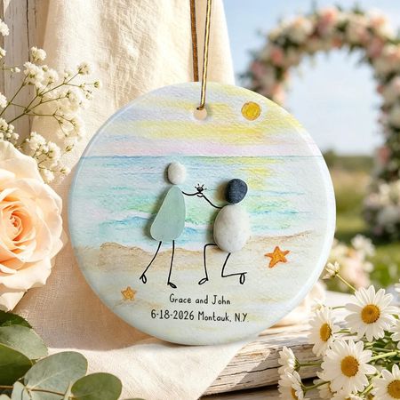 Personalized Couple Ceramic Ornament – Custom Names & Special Date Keepsake