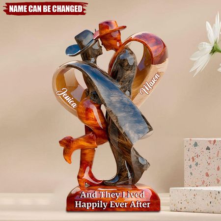 And They Lived Happily Ever After - Personalized Cowgirl Acrylic Plaque