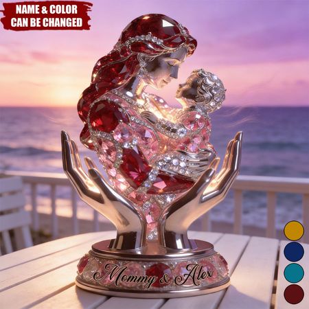 Mom And Kid - Personalized Mother Custom Shaped Acrylic Plaque