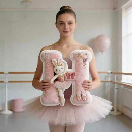 Bunny Ballet Alphabet Pillow - Personalized Gifts For Girls